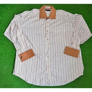 Vintage UT Burnt Orange Business Shirt XL Dress Shirt French Cuff Bankers Collar